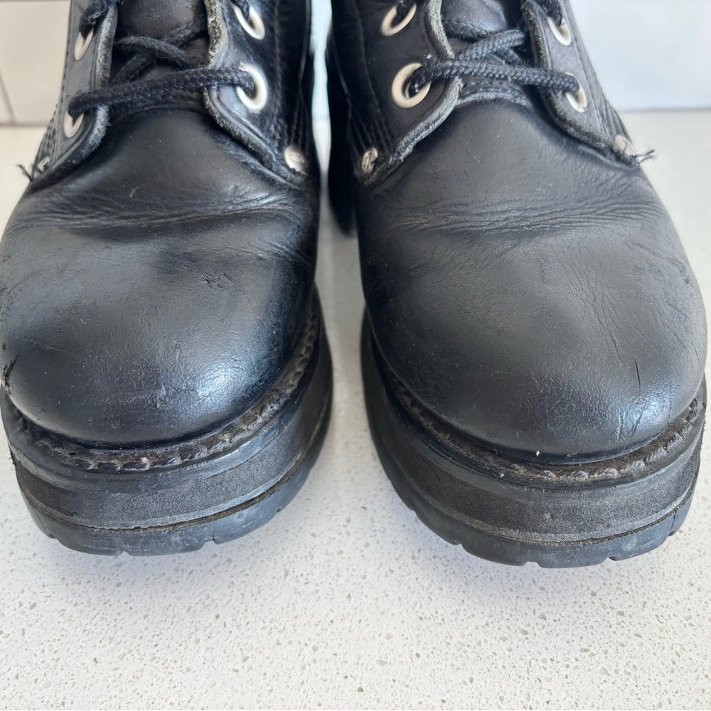 VTG Skechers Sport Utility 90s Y2K Womens Sz 7 Black Chunky Heel Platform Boots - Picture 4 of 10